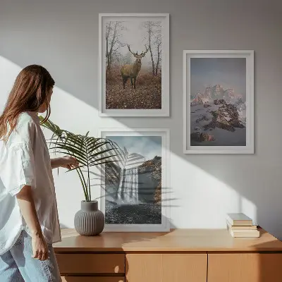 Lot de 3 tableaux pour salon représentant des paysages montagneux sauvages