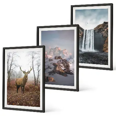 Lot de 3 tableaux pour salon représentant des paysages montagneux sauvages
