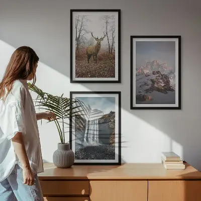 Lot de 3 tableaux pour salon représentant des paysages montagneux sauvages