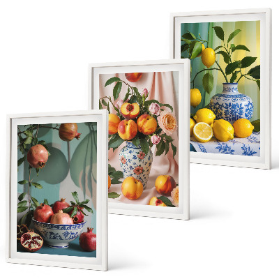 Cadre photo mural Grenades, pêches, citrons