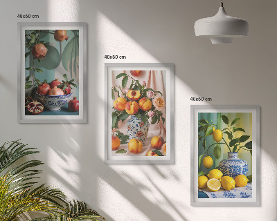 Cadre photo mural Grenades, pêches, citrons