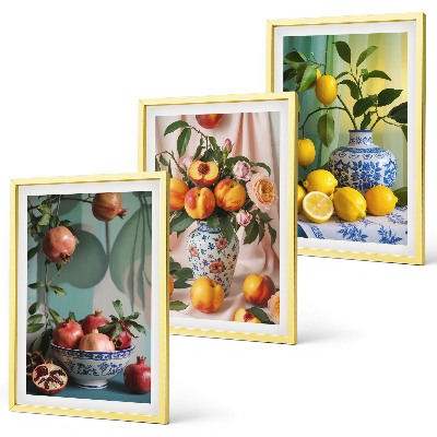 Cadre photo mural Grenades, pêches, citrons