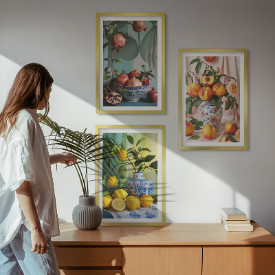 Cadre photo mural Grenades, pêches, citrons