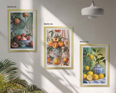Cadre photo mural Grenades, pêches, citrons