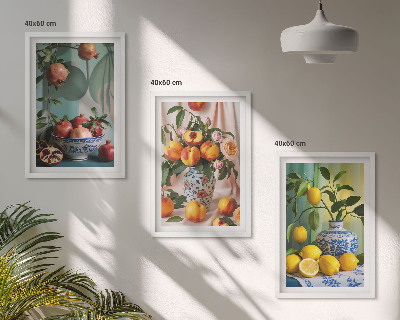 Cadre photo mural Grenades, pêches, citrons
