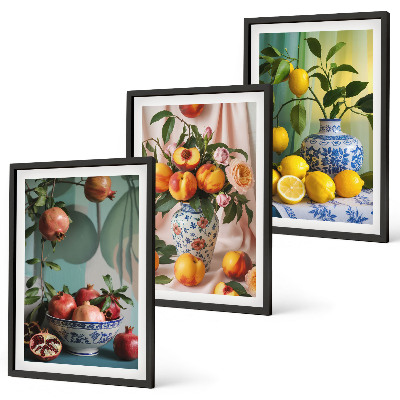 Cadre photo mural Grenades, pêches, citrons