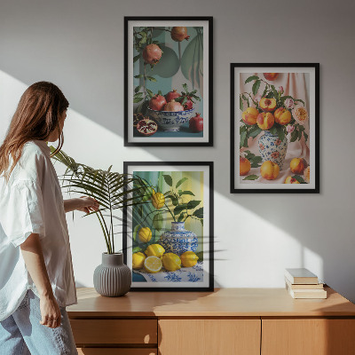Cadre photo mural Grenades, pêches, citrons