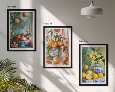 Cadre photo mural Grenades, pêches, citrons