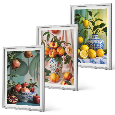 Cadre photo mural Grenades, pêches, citrons