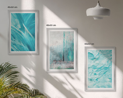 Lot de 3 tableaux pour salon Motifs abstraits aux nuances de bleu