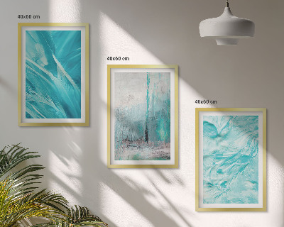 Lot de 3 tableaux pour salon Motifs abstraits aux nuances de bleu