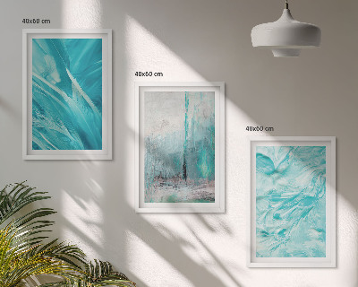 Lot de 3 tableaux pour salon Motifs abstraits aux nuances de bleu
