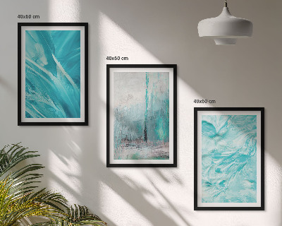 Lot de 3 tableaux pour salon Motifs abstraits aux nuances de bleu