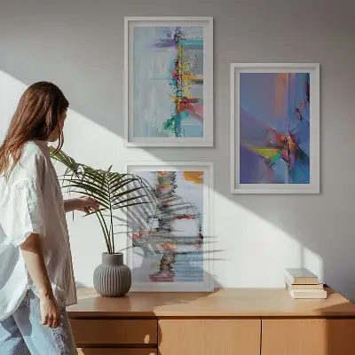 Cadre photo mural avec compositions de peinture abstraite