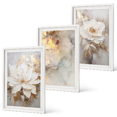 Lot de 3 tableaux pour salon Fond abstrait lumineux de fleurs