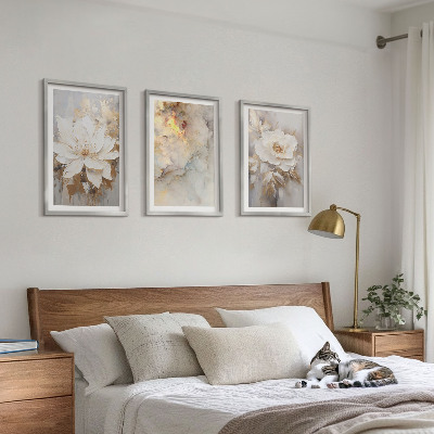 Lot de 3 tableaux pour salon Fond abstrait lumineux de fleurs