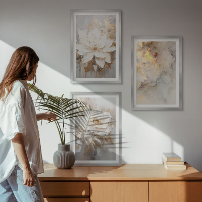 Lot de 3 tableaux pour salon Fond abstrait lumineux de fleurs