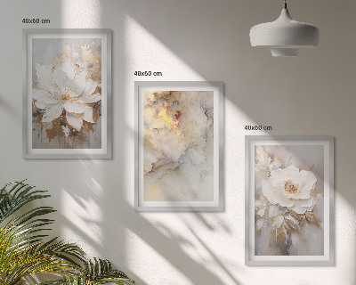 Lot de 3 tableaux pour salon Fond abstrait lumineux de fleurs