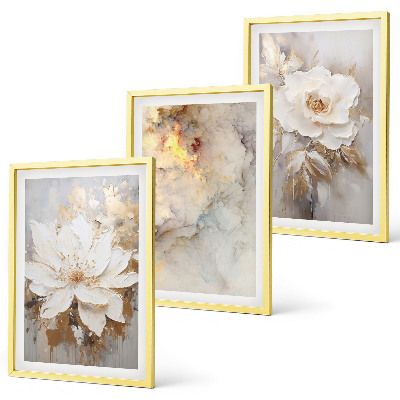Lot de 3 tableaux pour salon Fond abstrait lumineux de fleurs