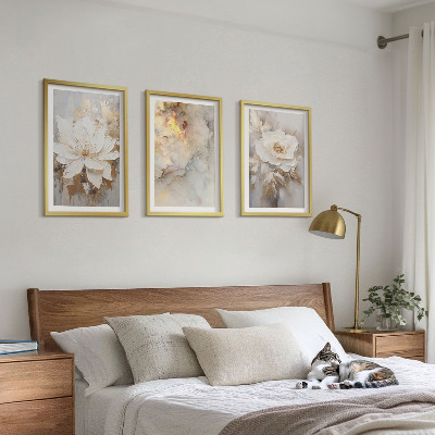 Lot de 3 tableaux pour salon Fond abstrait lumineux de fleurs