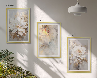 Lot de 3 tableaux pour salon Fond abstrait lumineux de fleurs