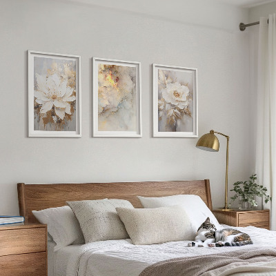 Lot de 3 tableaux pour salon Fond abstrait lumineux de fleurs
