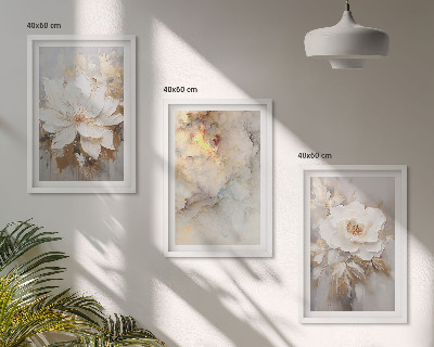 Lot de 3 tableaux pour salon Fond abstrait lumineux de fleurs