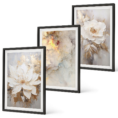 Lot de 3 tableaux pour salon Fond abstrait lumineux de fleurs