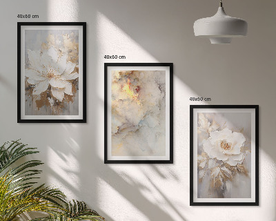 Lot de 3 tableaux pour salon Fond abstrait lumineux de fleurs