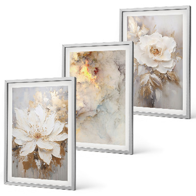 Lot de 3 tableaux pour salon Fond abstrait lumineux de fleurs