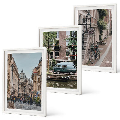 Lot de 3 tableaux pour salon Vues de la ville sur les bâtiments