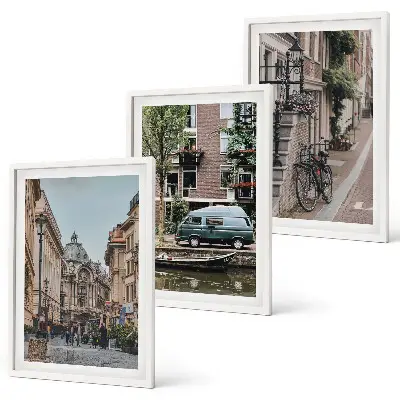 Lot de 3 tableaux pour salon vues urbaines de bâtiments
