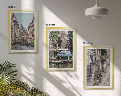 Lot de 3 tableaux pour salon Vues de la ville sur les bâtiments
