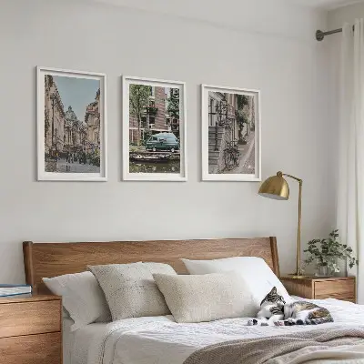 Lot de 3 tableaux pour salon vues urbaines de bâtiments