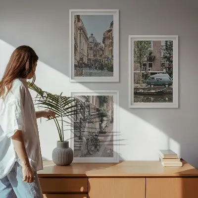 Lot de 3 tableaux pour salon vues urbaines de bâtiments