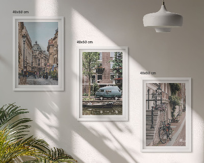 Lot de 3 tableaux pour salon Vues de la ville sur les bâtiments