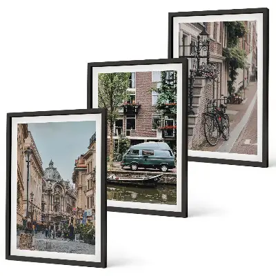 Lot de 3 tableaux pour salon vues urbaines de bâtiments