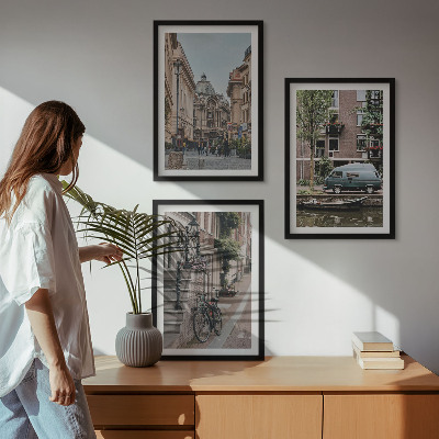 Lot de 3 tableaux pour salon Vues de la ville sur les bâtiments