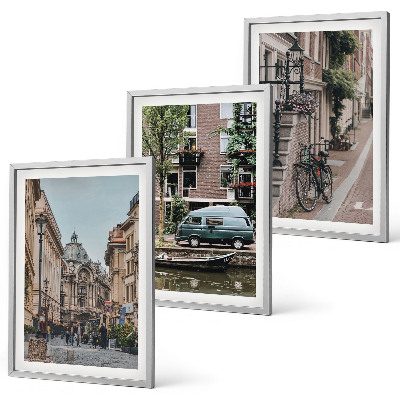 Lot de 3 tableaux pour salon Vues de la ville sur les bâtiments