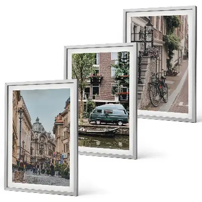 Lot de 3 tableaux pour salon vues urbaines de bâtiments