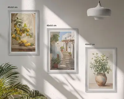 Cadre photo mural représentant des citrons dans un vase