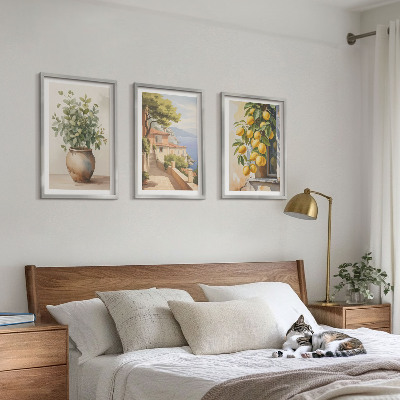 Lot de 3 tableaux pour salon Des fleurs dans un vase, une mer de citrons