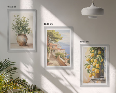 Lot de 3 tableaux pour salon Des fleurs dans un vase, une mer de citrons
