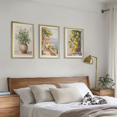 Lot de 3 tableaux pour salon Des fleurs dans un vase, une mer de citrons
