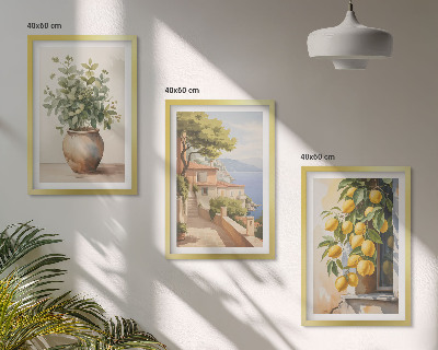 Lot de 3 tableaux pour salon Des fleurs dans un vase, une mer de citrons