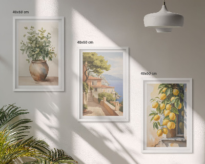 Lot de 3 tableaux pour salon Des fleurs dans un vase, une mer de citrons