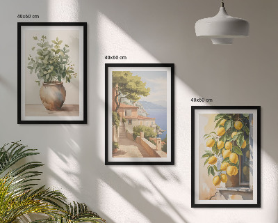Lot de 3 tableaux pour salon Des fleurs dans un vase, une mer de citrons