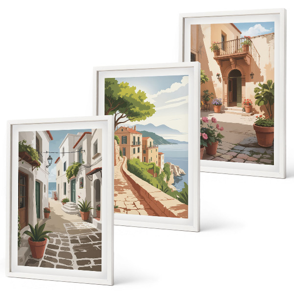 Cadre photo mural Rues, maisons, plantes, pots