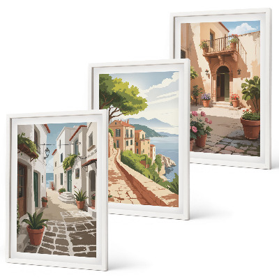 Cadre photo mural Rues, maisons, plantes, pots