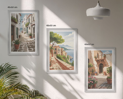 Cadre photo mural Rues, maisons, plantes, pots